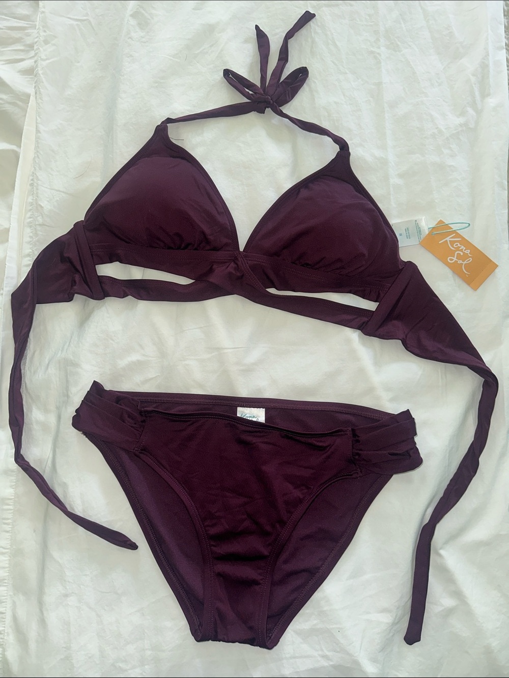 Kona Sol Deep Plum Halter Bikini Set